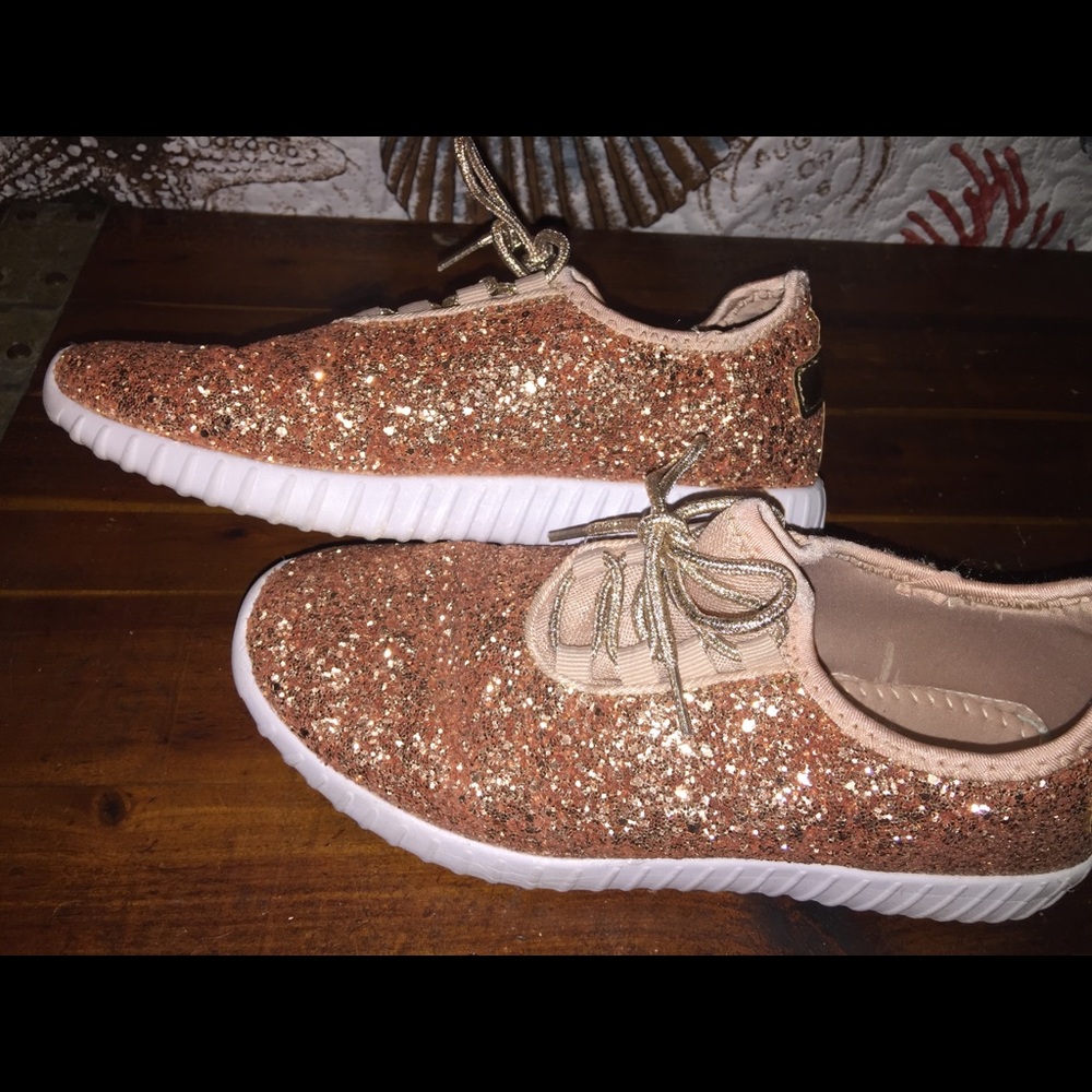 Rose gold sparkle shoes sneakers blingy shiny